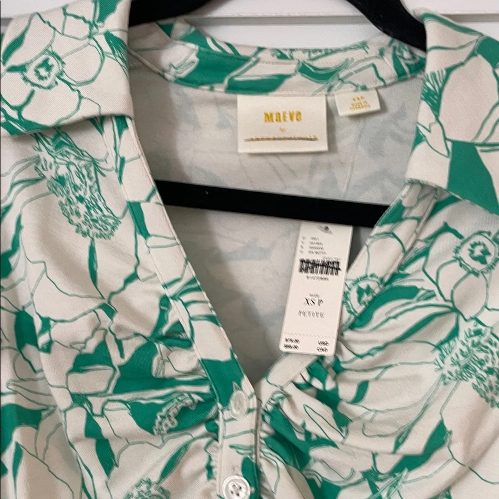 Maeve Green and White Floral Button Down Shirt - Picture 2 of 4